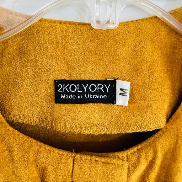 2Kolyory Embroidered Suede Like Dress/Jacket Mustard Color - Picture 8 of 13